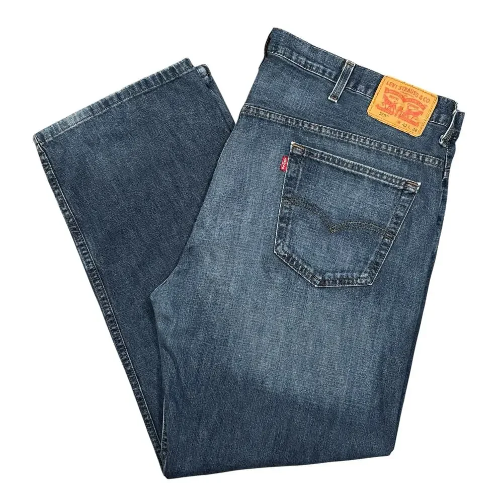 Levi's 569 Loose Straight Fit Medium Dark Wash Denim Low Rise Jeans Mens 42 32